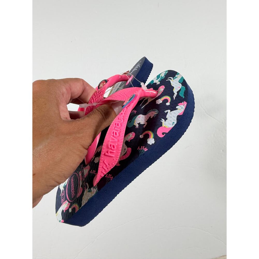NEW Havaianas Kids Unicorn Rainbow Navy Blue Pink Flip Flops Size 10 toddler - Picture 8 of 8